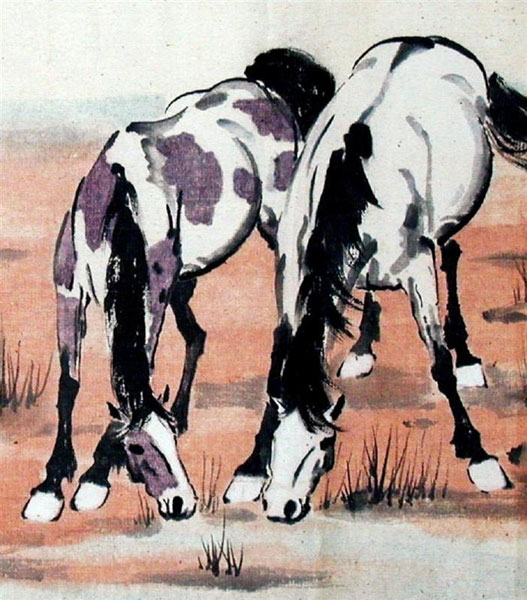 Xu Beihong, Two Horses - The Culturium